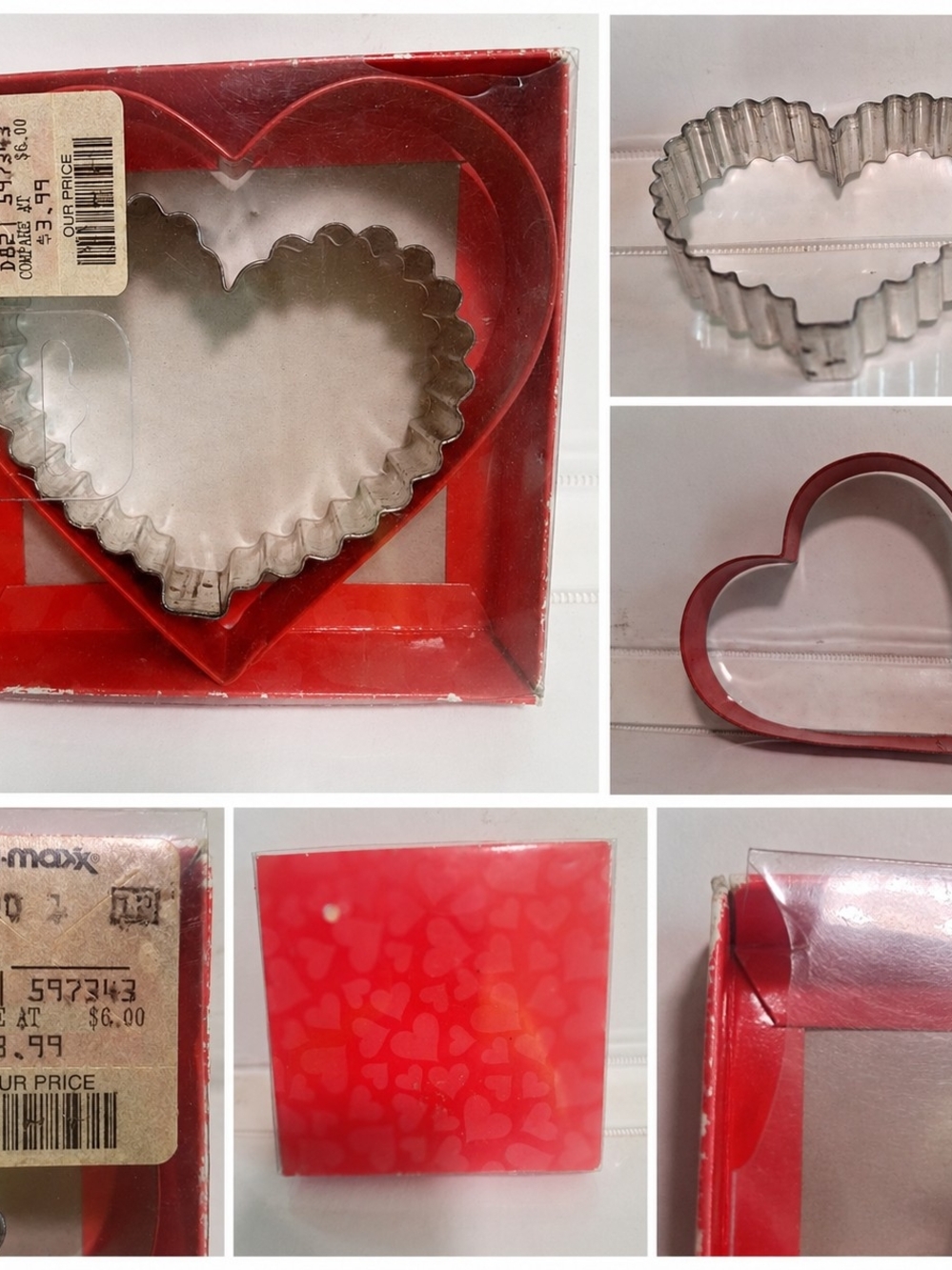 T.J.Maxx Red Heart Cookie Cutter Set with Scalloped Metal Insert